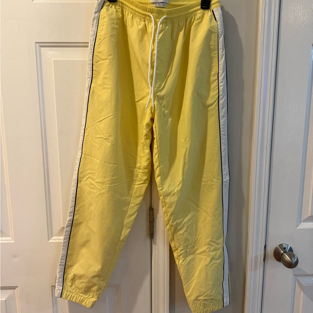 Yellow Track Pants with White Stripes